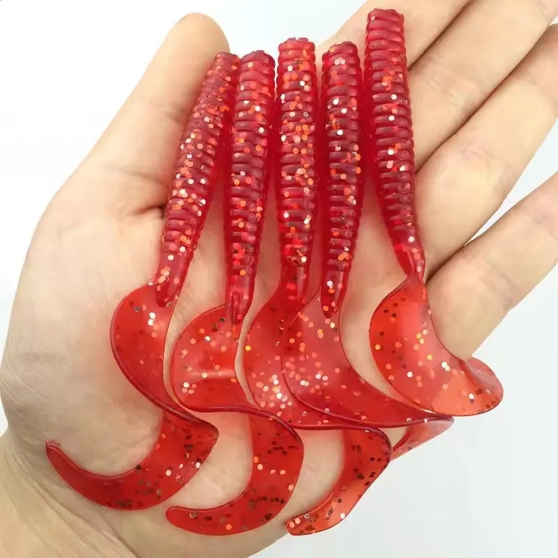 5pcs/Lot Worm Curly Soft Bait  - Fishing Lure Swimbait ulasan dan harga