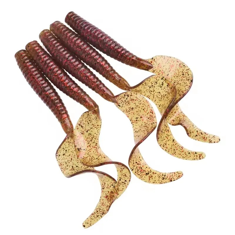5pcs/Lot Worm Curly Soft Bait  - Fishing Lure Swimbait ulasan dan harga